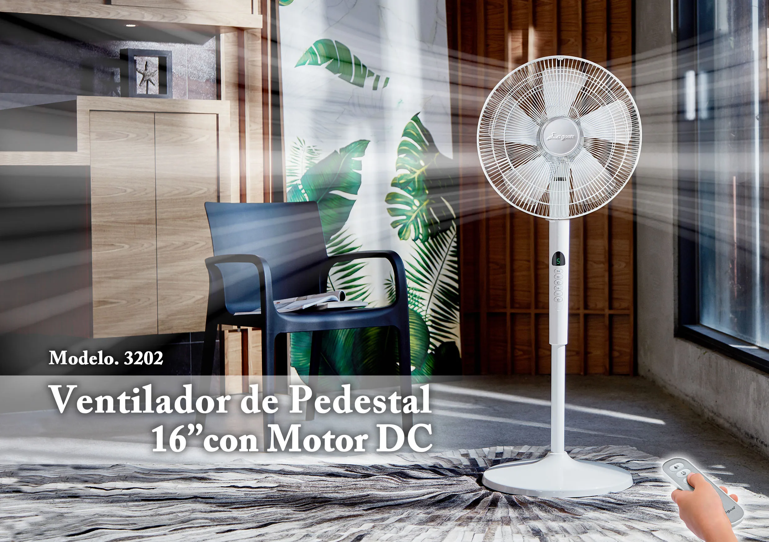 3202 Ventilador de Pedestal 16’’con Motor DC